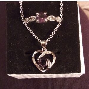 New .925 sterling silver amethyst ring size 9 and necklace